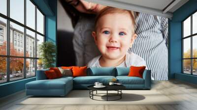 Portrait of smiling, adorable baby Wall mural