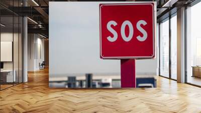 highway emergency area signaled with an SOS sign Wall mural