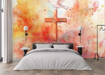 cross on the background of the sky Wall mural