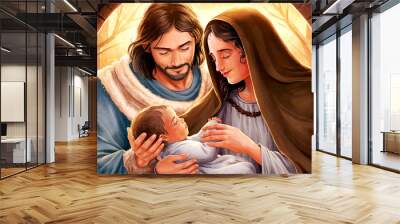 Tender Moment of the Holy Family Wall mural