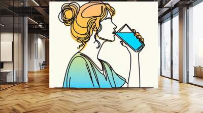 woman with a cocktail Wall mural