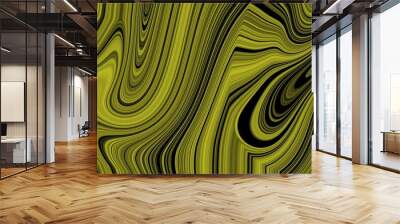 green abstract swirl seamless background curved expanding scifi liquid oil fluid style with lines wallpaper effect Nostalgia, vintage, retro Wall mural