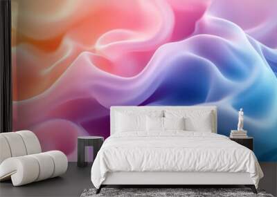 A colorful abstract art piece with soft, flowing shapes in pastel colors. Wall mural