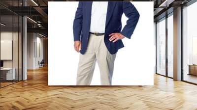 Proud senior and manager full body portrait smiling with confident, happy and corporate pose. Mature, professional and elderly businessman with smile standing at isolated white background. Wall mural