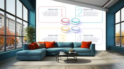 Business process chart infographics with 4 step segments. Isometric 3d corporate timeline infograph elements. Company presentation slide template. Modern vector info graphic layout design. Wall mural