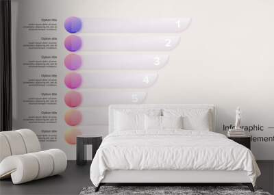 Business process chart infographics with 7 step circles. Circular corporate workflow graphic elements. Company flowchart presentation slide. Vector info graphic in glassmorphism design. Wall mural