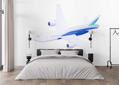 Plane icon illustration in isometric vector design. Futuristic aircraft object isolated on white background. Jet airplane or aeroplane withdrawal device. Wall mural