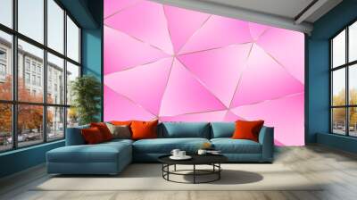 abstract pink geometric background from triangles. luxury template design with light gradient and go Wall mural