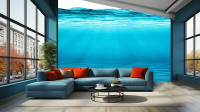 Ocean underwater with water surface. Wall mural