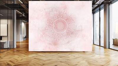 Pink abstract mandala light background. Wall mural