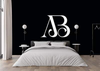 AB, BA, A B Abstract Letters Logo Monogram Wall mural