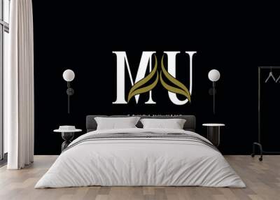 MU, UM, M, U Abstract Letters Logo Monogram Wall mural