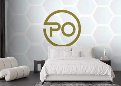 PO, OP, P, O Abstract Letters Logo Monogram Wall mural