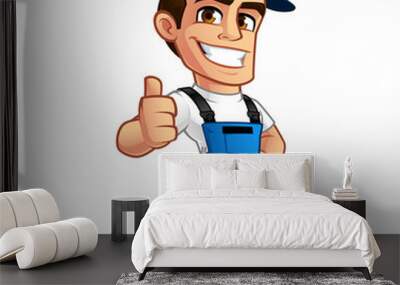 Vector illustration of an electrician, he wears work clothes Wall mural