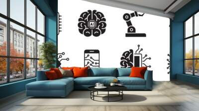 Artificial intelligence icons set. Simple set of artificial intelligence vector illustration on white background. Wall mural