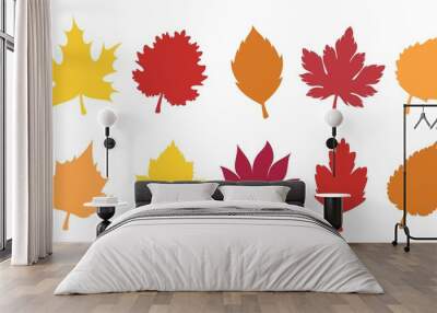 autumn leaves set, isolated on white background. Colorful autumn leaf. vector illustration. Wall mural