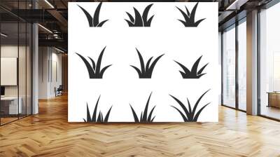 Black lawn grass icon set vector design template. Isolated on white background. Wall mural