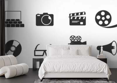 Cinema icons set vector illustration. Contains such icon as film, movie, tv, video and more.  Wall mural