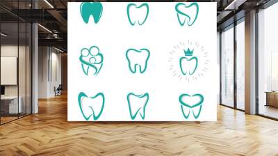 Dental logo set, dental medicine vector template Wall mural