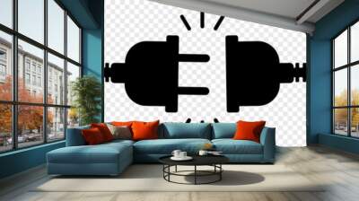 Electric socket with a plug. Concept of 404 error connection. Electric plug icon and outlet socket unplugged. cable of energy disconnect, vector Illustration Wall mural