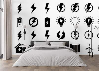 Electricity icons set. Power related icon. green energy icon. vector illustration Wall mural