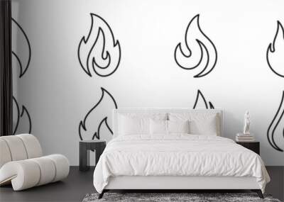 fire flat line icons, flames, flame of various shapes, bonfire vector illustration,  Wall mural