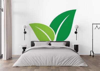 green leaves vector icon design on white background. Wall mural