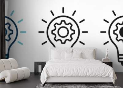 innovation icon set. light bulb and cog inside. inspiration icon in different style. innovation symb Wall mural