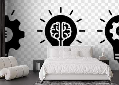 innovation icon set. Light bulb and cog inside. inspiration icon. Light bulb and brain inside. innovation symbol. vector illustration Wall mural