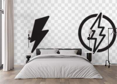 lightning bolt icon. flash lightning bolt symbol. Electric power. thunder bolt sign. Power energy sign with Transparent background. vector illustration Wall mural