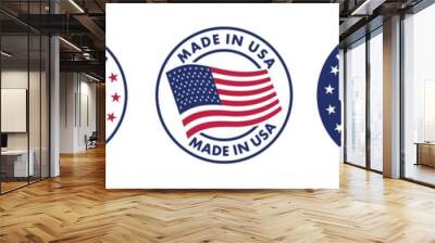 made in the usa labels set,  made in the usa logo, usa flag , american product emblem, Vector illustration. Wall mural