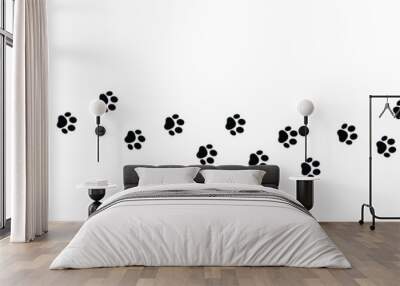 Paw vector foot trail print on white background. foot trail cat or Dog, path pattern animal tracks, isolated on white background Wall mural