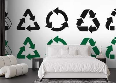 Recycling icon set. isolated on white, Vector illustration Wall mural