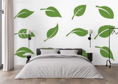 Set of green leaf ecology icon,  Environment and Nature Symbol, Vector illustration. Wall mural