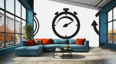 Timers icon set on transparent background. Stopwatch symbol. countdown Timer vector illustration Wall mural