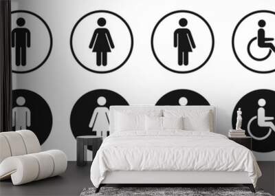 Toilet icons set, man and woman symbol,  toilet signs, WC  toilet signs,  vector illustration Wall mural