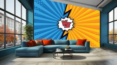 Versus. vs. fight backgrounds in flat comics style design with halftone, Vector illustration. Wall mural