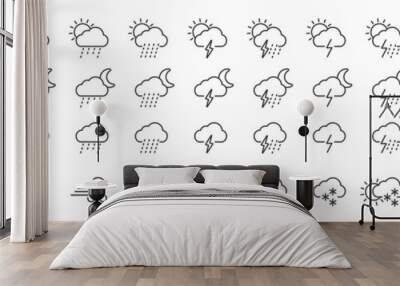 Weather forecast  icon in line style, outline web icon set, vector illustration Wall mural