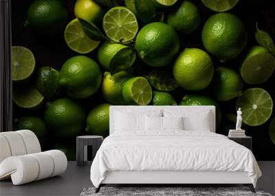 Limes on a dark background, Generative AI Wall mural