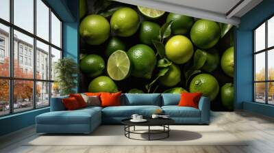 Limes on a dark background, Generative AI Wall mural