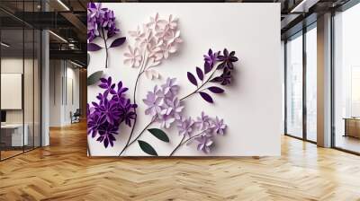 Purple lilac flower made of paper craft, Generative AI Wall mural