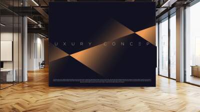 Black premium background with luxury dark golden geometric elements. Rich background for poster, banner, flyer, presentation, web design etc. Vector EPS Wall mural