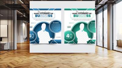 Abstract banner design web template Set, Horizontal header web banner. Modern Gradient Blue cover header background for website design, Social Media Cover ads banner, flyer, invitation card Wall mural