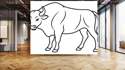 Buffalo liner art vector, Buffalo minimal illustration Wall mural