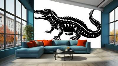 Crocodile silhouette vector art illustration, dangerous reptile animal Wall mural