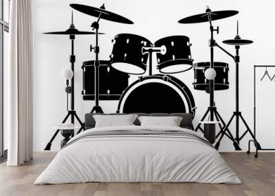 Drum Set silhouette vector illustration Wall mural