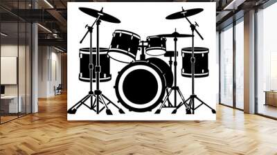 Drum Set silhouette vector illustration Wall mural