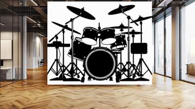 Drum Set silhouette vector illustration Wall mural