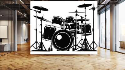 Drum Set silhouette vector illustration Wall mural