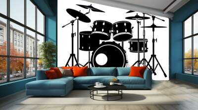 Drum Set silhouette vector illustration Wall mural